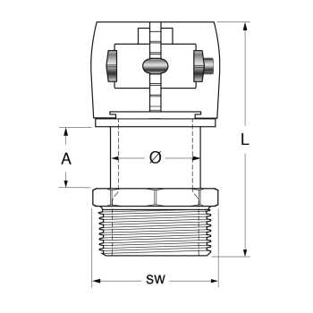 Klemm&uuml;bergang mit Fixpunkt mit Aussengewinde |  25/2,3 mm x 3/4&quot;  |  &Oslash; 20  |  SW 30 |  PN6 (PE-Xa) max. 95&deg;C Heizung  |  PN16 (PEX 100) max. 20&deg;C Kalt- oder K&uuml;hlwasser  | f&uuml;r Fernw&auml;rmeleitung SDR11